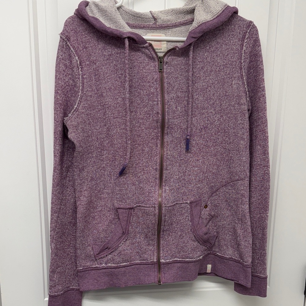 Quicksilver Purple long sleeve Zip-Up Hoodie Womens size Large